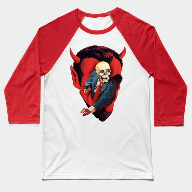 Devilhead Skullman Baseball T-Shirt by tomburns